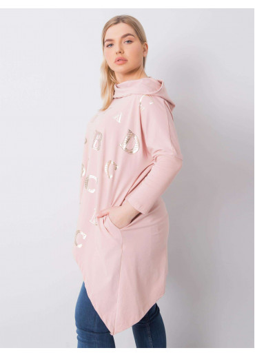 Tmavopúdrovo ružová tunika s kapucňou