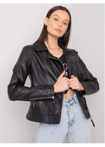 Čierna koženková bunda