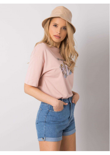 Tmavopúdrovo ružové bavlnené tričko