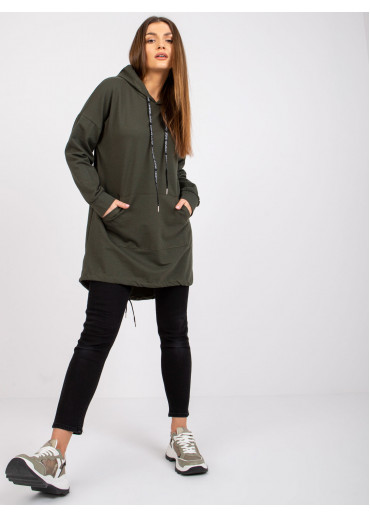 Khaki zelená predĺžená mikina