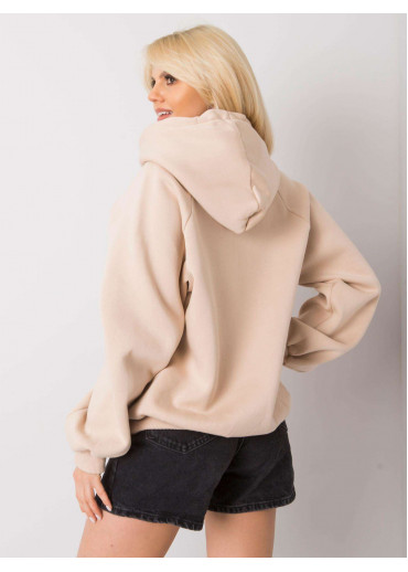 Béžovo hnedá oteplená mikina s kapucňou