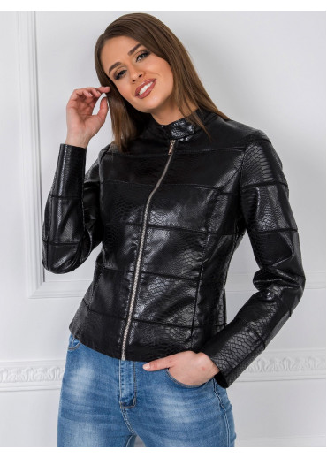 Čierna koženková bunda