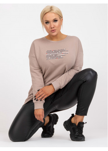 Béžovo hnedá predĺžená mikina