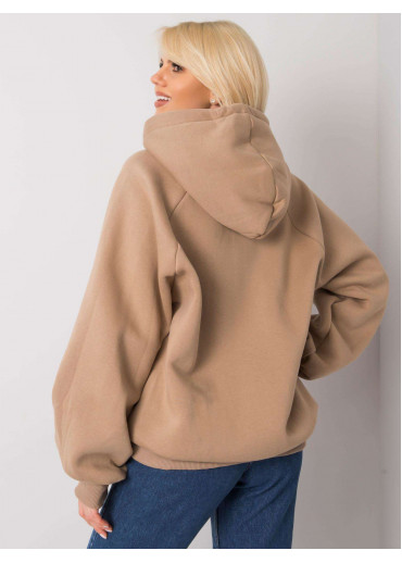 Kapučínovo hnedá oteplená mikina s kapucňou