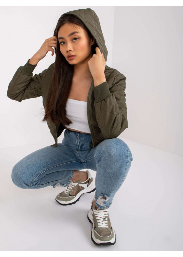 Khaki zelená krátka prechodná bunda