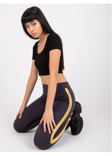 Grafitovo sivé legíny s lampasmi