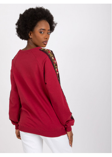 Bordovo červená basic mikina s výšivkou