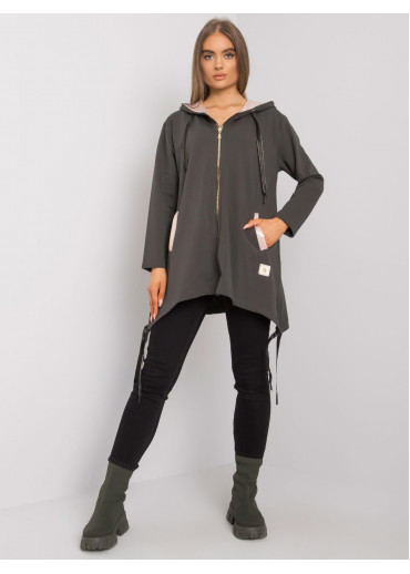 Khaki zelená asymetrická mikina