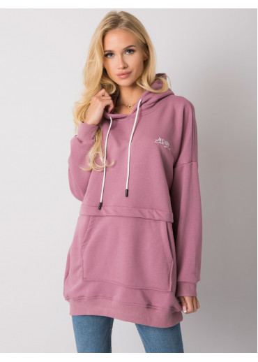 Tmavopúdrovo ružová mikina s kapucňou