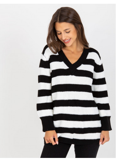 Čierny pruhovaný sveter