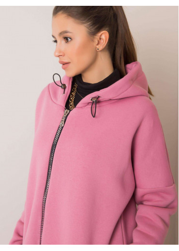 Púdrovo ružová predĺžená mikina