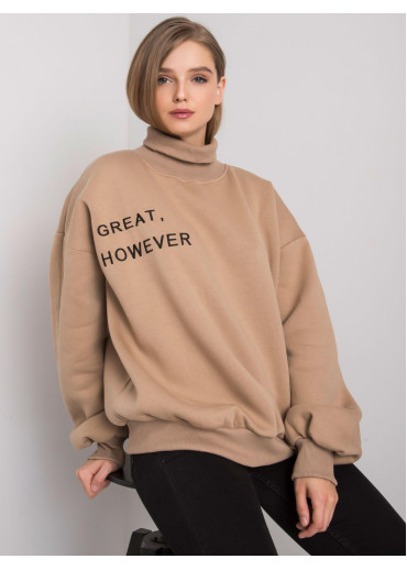 Béžovo hnedá mikina s rolákovým golierom