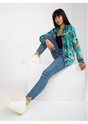 Zelená kvetovaná mikina