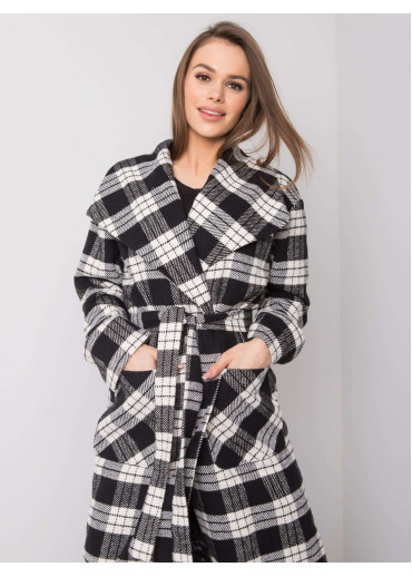 Čierny kabát s opaskom