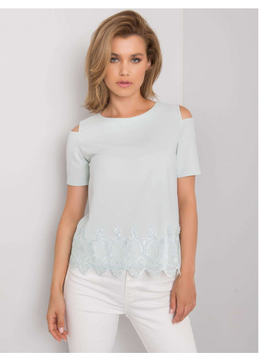 Svetlozelené tričko s čipkou