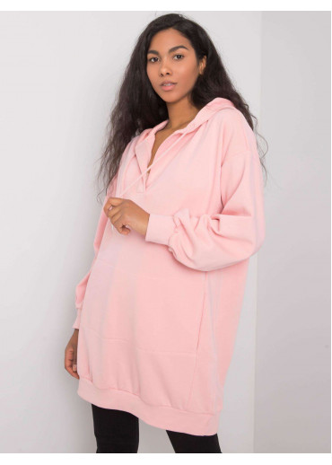 Ružová predĺžená mikina