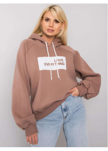 Béžovo hnedá oteplená mikina s kapucňou