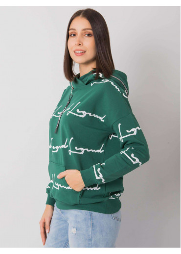 Tmavozelená dámska mikina s kapucňou
