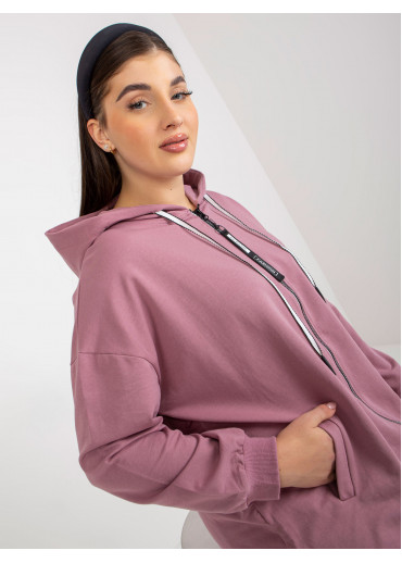 Tmavopúdrovo ružová mikina s kapucňou