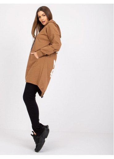 Hnedá predĺžená mikina