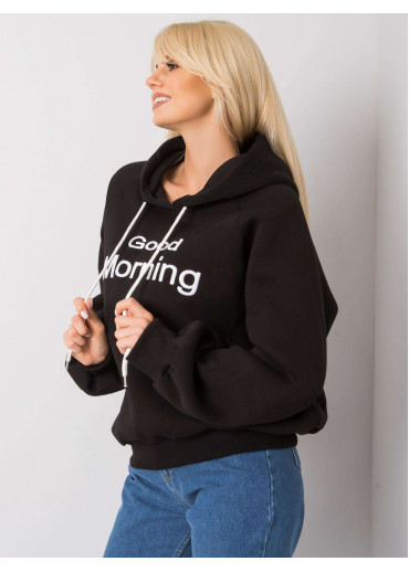 Čierna oteplená mikina s kapucňou