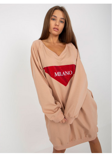 Béžovo hnedá mikinová tunika Milano