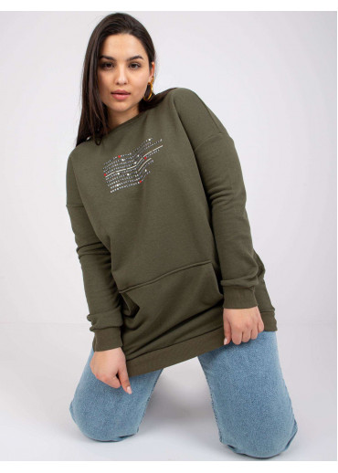 Khaki zelená predĺžená mikina