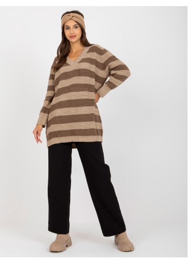 Hnedý pruhovaný sveter