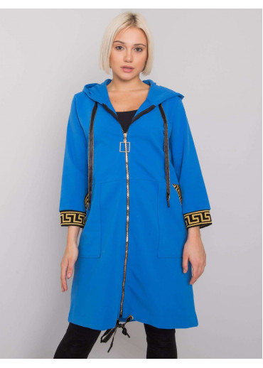 Modrá dámska oversize predĺžená mikina