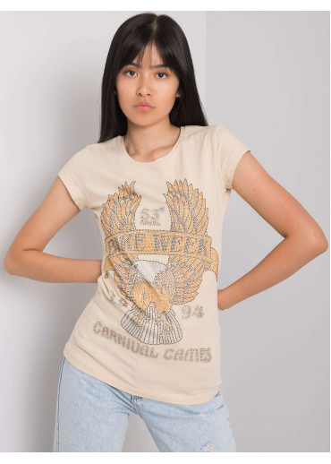 Béžovo hnedé bavlnené tričko