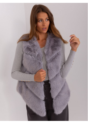 Sivá kožušinová vesta