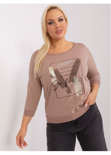 Béžovo hnedé tričko s potlačou
