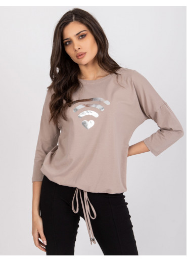 Béžovo hnedé tričko s potlačou
