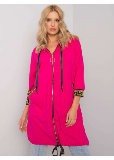 Fuchsiovo ružová dámska oversize predĺžená mikina