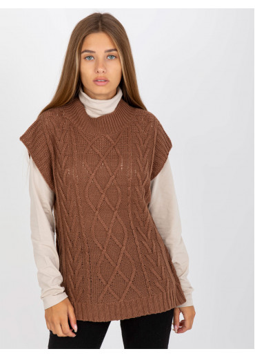 Hnedá pletená vesta