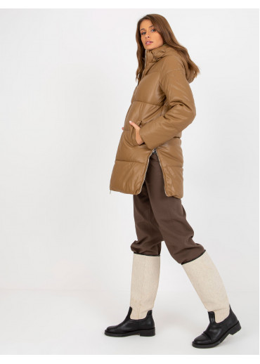 Hnedá zimná bunda s kapucňou