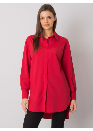 Bordovo červená predĺžená košeľa