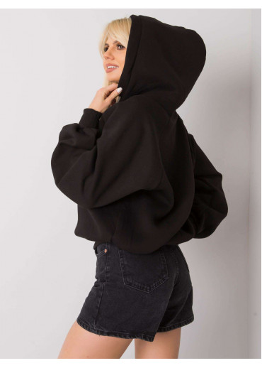 Čierna oteplená mikina s kapucňou