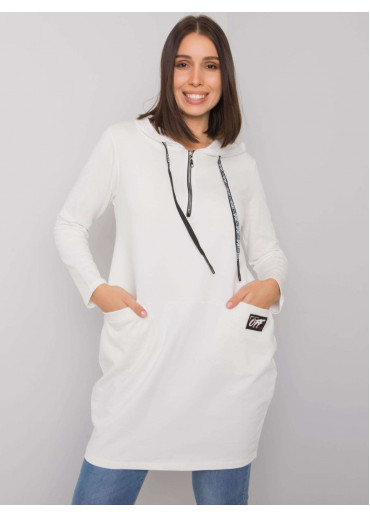 Smotanovo biela tunika s kapucňou