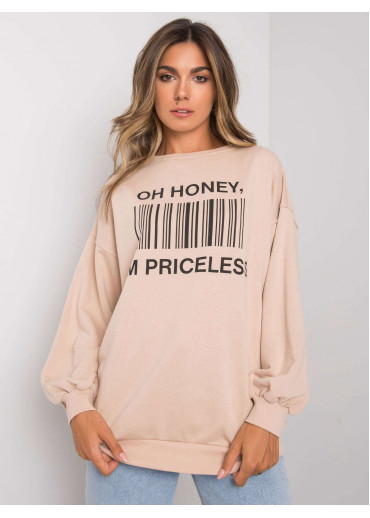 Béžovo hnedá mikina s potlačou