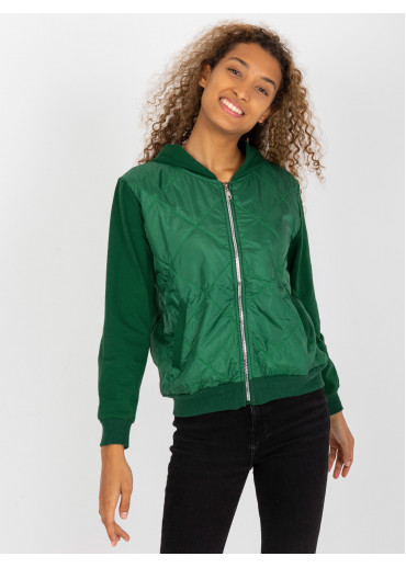 Tmavozelená mikina s kapucňou