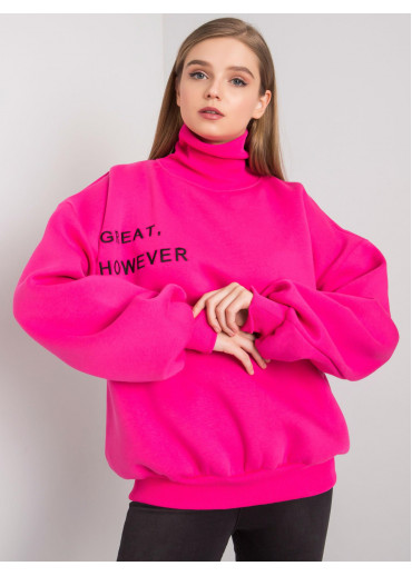 Fuchsiovo ružová mikina s rolákovým golierom