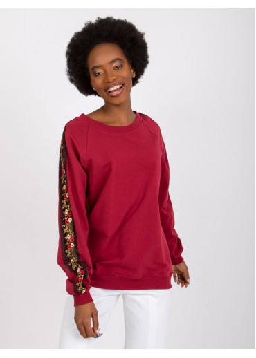 Bordovo červená basic mikina s výšivkou