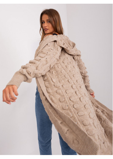 Kapučínovo hnedý kardigán s kapucňou