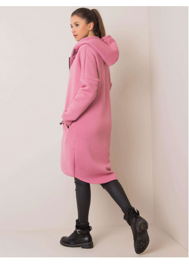 Púdrovo ružová predĺžená mikina
