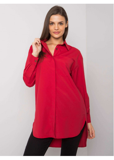 Bordovo červená predĺžená košeľa