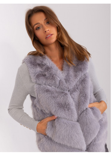 Sivá kožušinová vesta