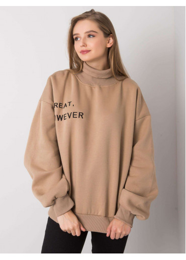 Béžovo hnedá mikina s rolákovým golierom