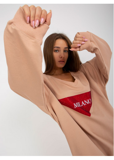 Béžovo hnedá mikinová tunika Milano