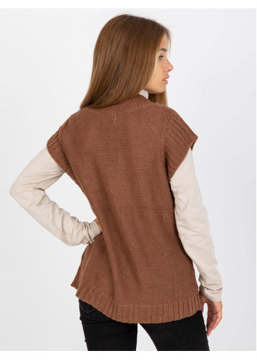 Hnedá pletená vesta